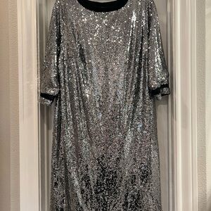 Silver sequin dress with black accent